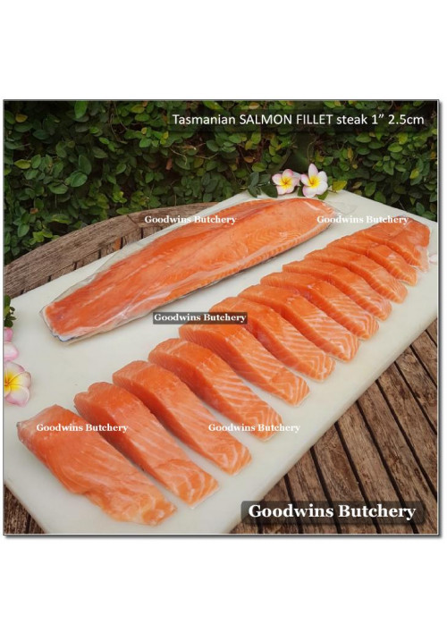 Salmon TASMANIA FILLET frozen STEAK CUTS 1" 2.5cm (price/pack 400g 3pcs)